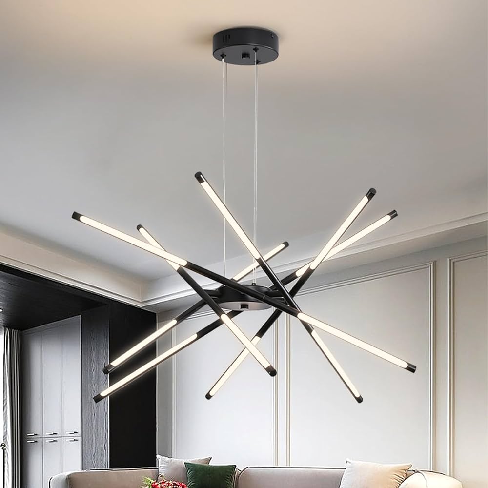 Modern LED Starburst Geometric Chandelier – Sleek Multi-Arm Ceiling Light